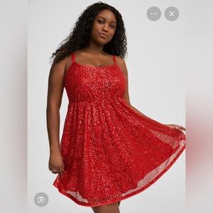 Torrid Red Sequin Swing Dress